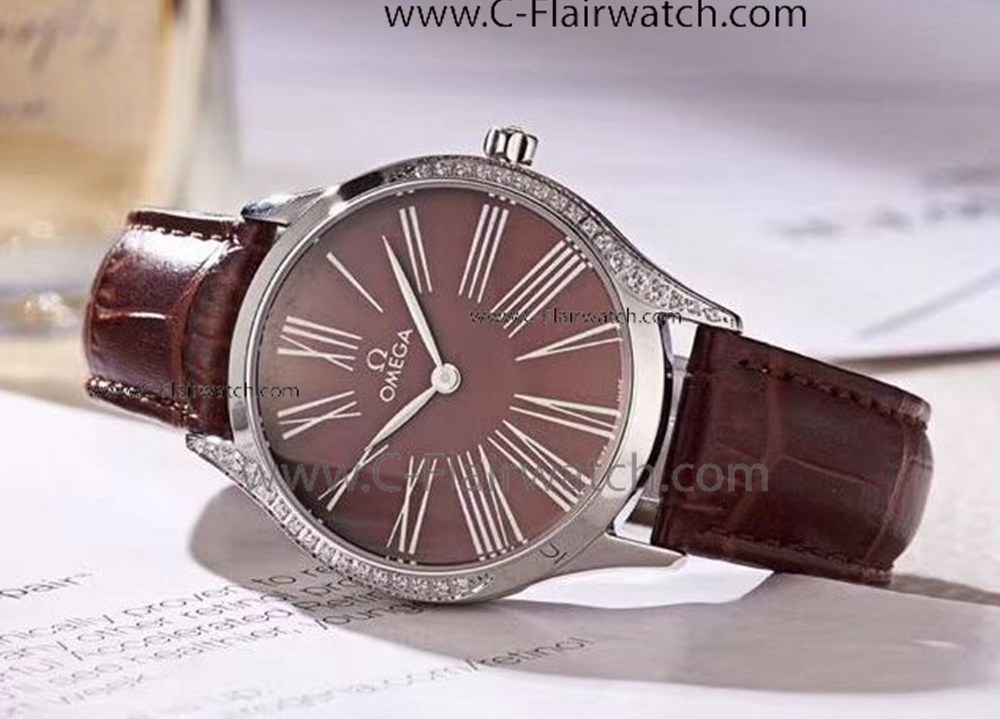 Newest Copy Omega De Ville Tresor Lady Brown Dial Watch